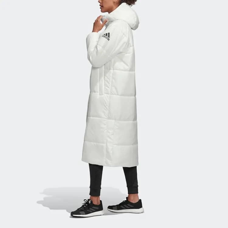 adidas Casual Warm Long Hooded Puffer Coat Winter Women's White 6