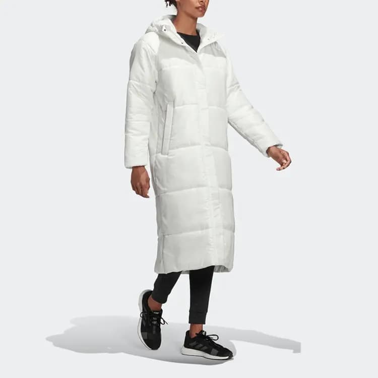 adidas Casual Warm Long Hooded Puffer Coat Winter Women's White 5