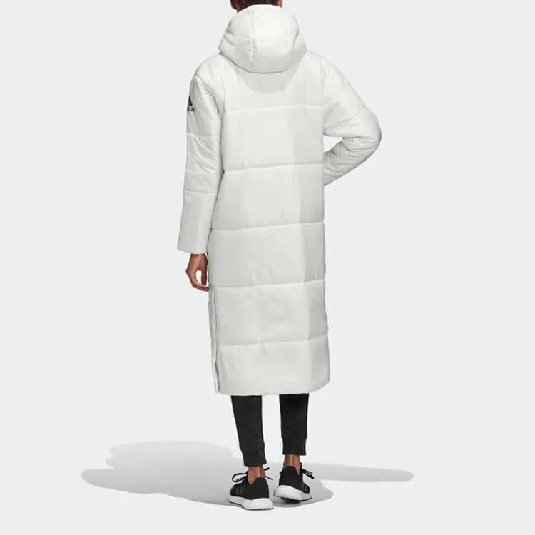 adidas Casual Warm Long Hooded Puffer Coat Winter Women's White 4