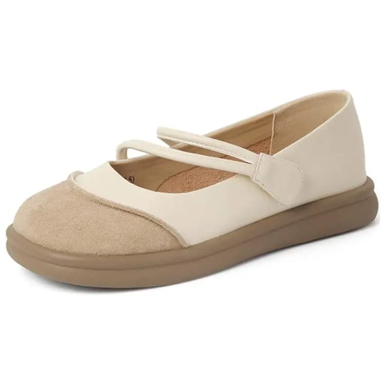 JOSINY Mary Jane Shoes Women's Beige White 8