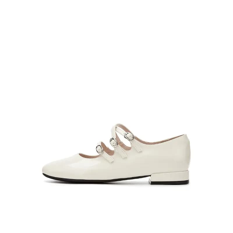 DAPHNE PU Eye-Catching Fashionable Breathable Comfortable Slip-Resistant Wear-Resistant Daily Classic Versatile Date Wear Petite Flattering Height-Increasing Elegant Flat Mary Jane Shoes 2cm Women's 7