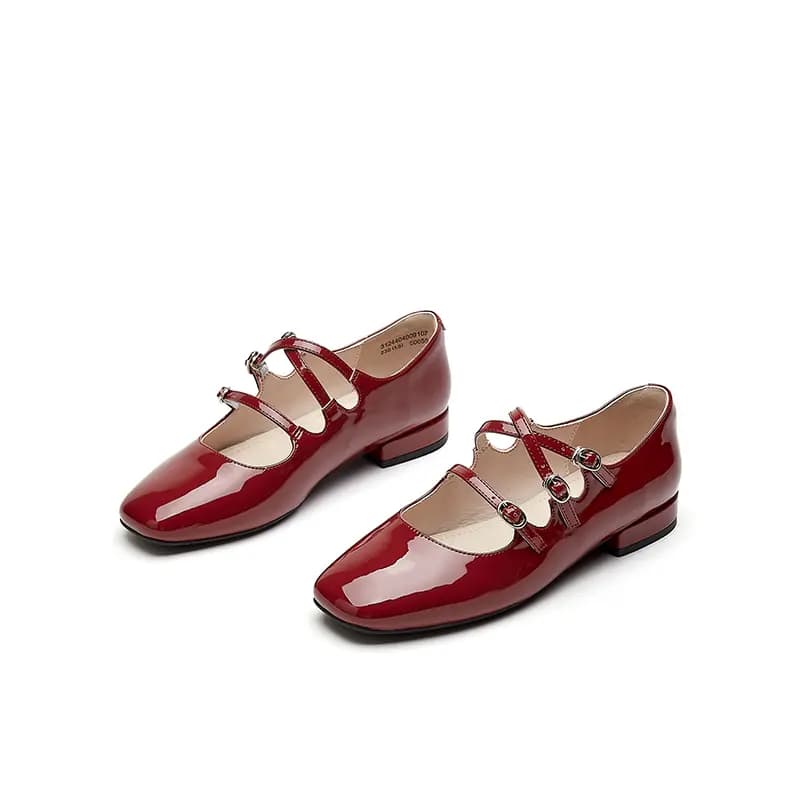DAPHNE PU Eye-Catching Fashionable Breathable Comfortable Slip-Resistant Wear-Resistant Daily Classic Versatile Date Wear Petite Flattering Height-Increasing Elegant Flat Mary Jane Shoes 2cm Women's 3