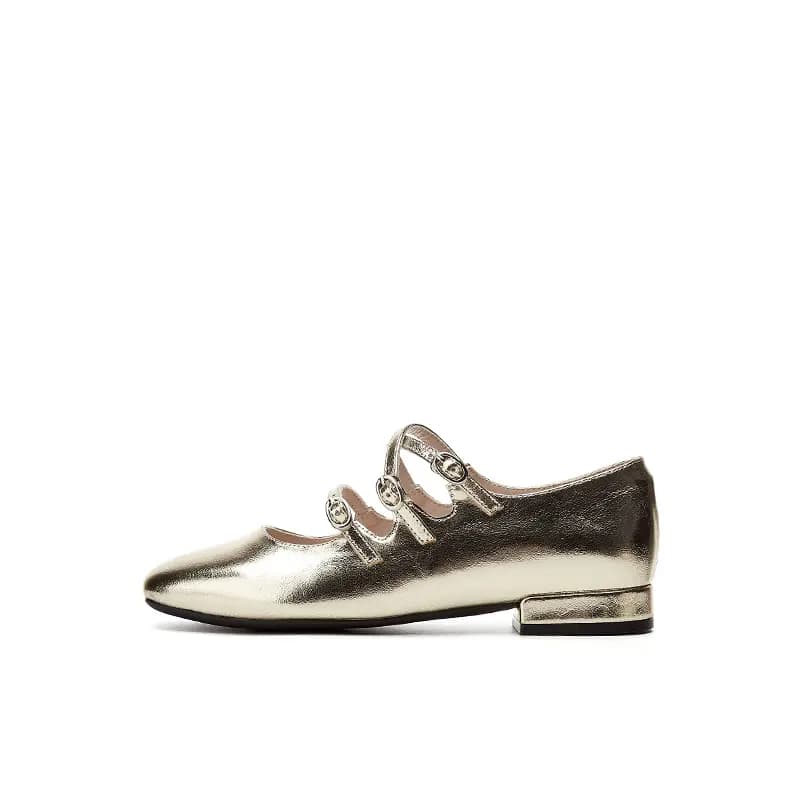 DAPHNE PU Eye-Catching Fashionable Breathable Comfortable Slip-Resistant Wear-Resistant Daily Classic Versatile Date Wear Petite Flattering Height-Increasing Elegant Flat Mary Jane Shoes 2cm Women's 4