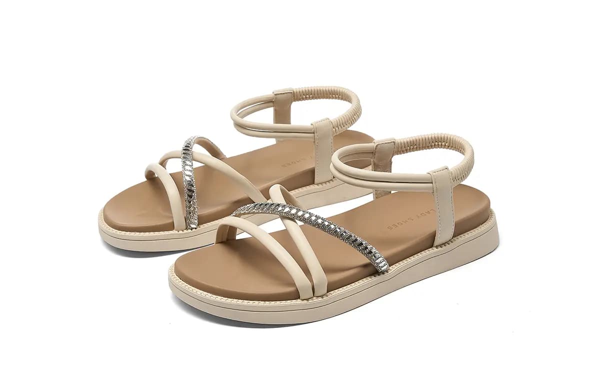 HLA French Roman Sandals Flat Lace-Up With Skirt Beach Shoes Women's 10