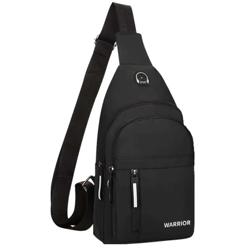 Warrior Fabric Shoulder Bag, Crossbody Bag, Sling Bag Regular Men's Black 2
