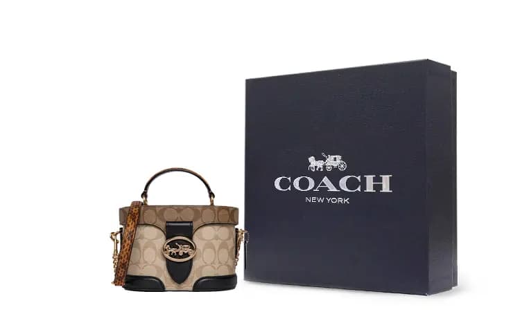COACH Georgie Dəri Çanta Qadın Xaki 9