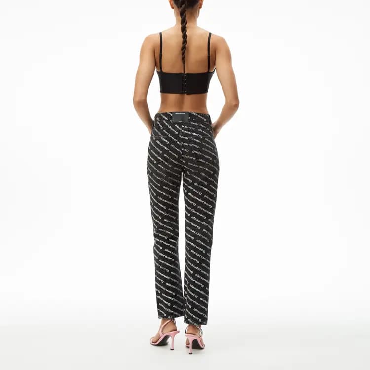Alexander Wang SS21 Full-Print High-Waist Logo Denim Jeans Women's Black 3