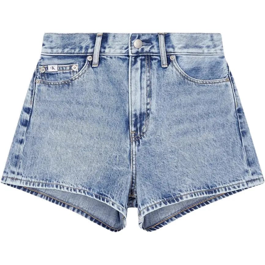 CALVIN KLEIN Jeans Yüksək Bel Qadın Denim Şort Açıq Mavi