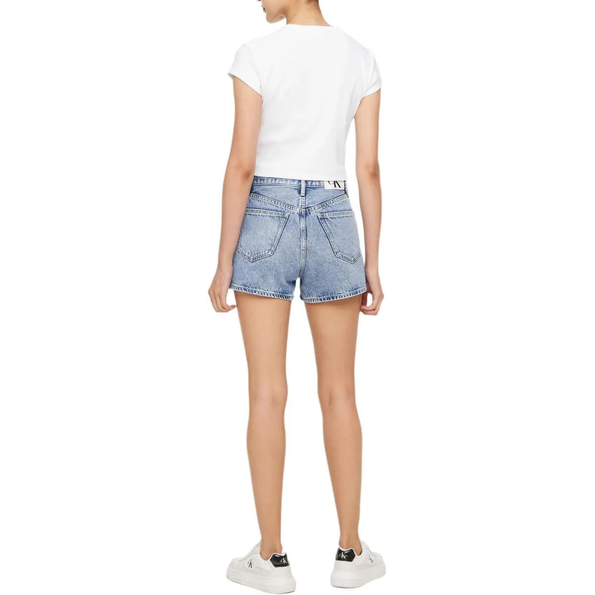 CALVIN KLEIN Jeans Yüksək Bel Qadın Denim Şort Açıq Mavi 6