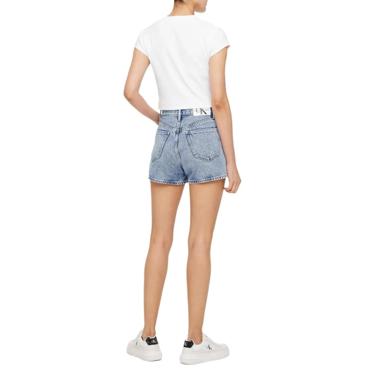 CALVIN KLEIN Jeans Yüksək Bel Qadın Denim Şort Açıq Mavi 5