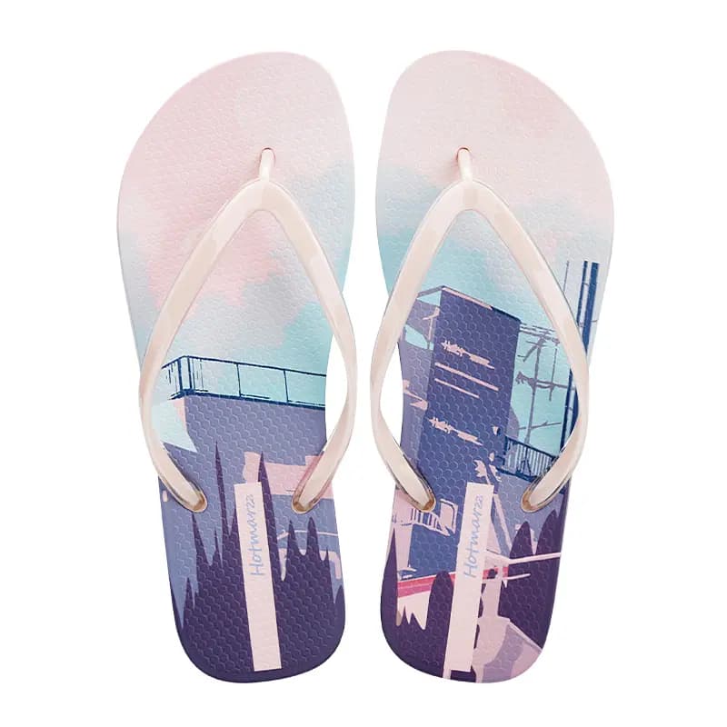 HOTMARZZ Lightweight Home Casual Beach Chinese Print Fashion Breathable Comfortable Wear-Resistant Classic Daily Outing Toe Separator Anti-Slip Flip Flops Women's 8