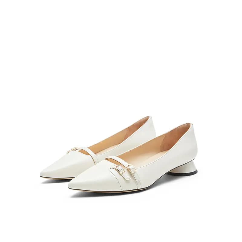 NINE WEST Fashion Versatile Lightweight Comfortable Wear-Resistant Slip-Resistant Pointed Toe Chunky Heel Odor-Proof Classic Trendy Women's Casual Shoes 4