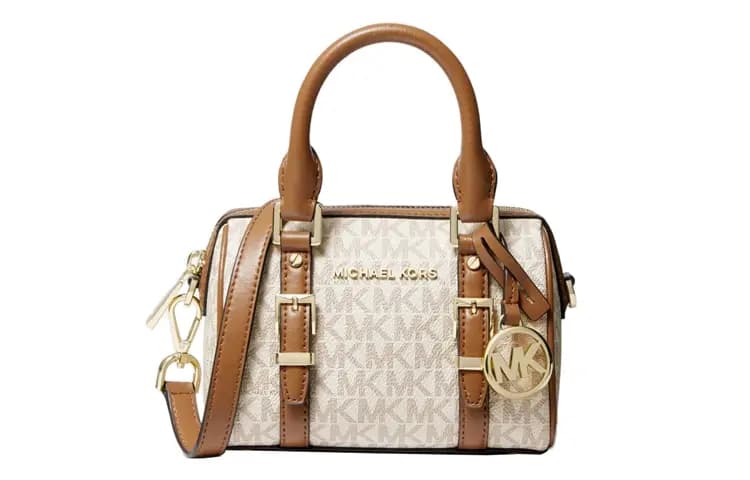 MICHAEL KORS Bedford Dəri Çanta Qadın Ağ/Qəhvəyi