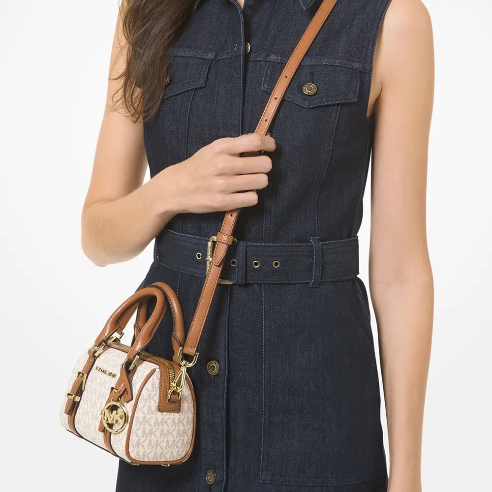 MICHAEL KORS Bedford Dəri Çanta Qadın Ağ/Qəhvəyi 6