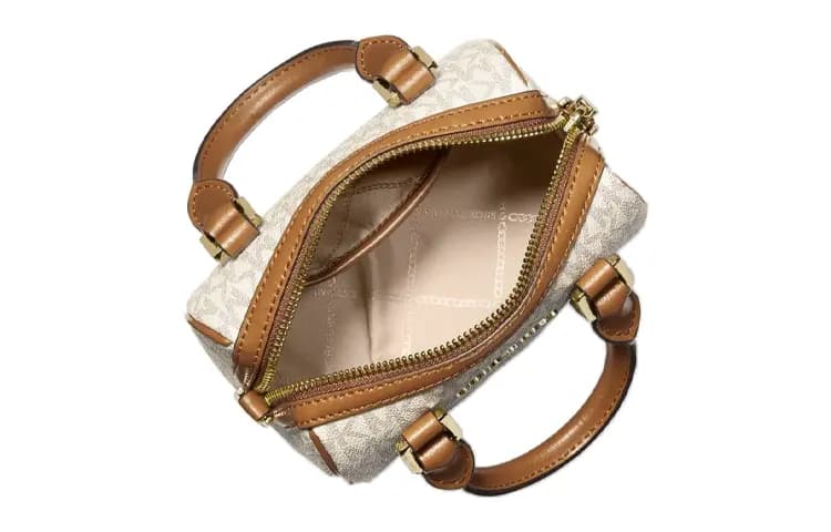 MICHAEL KORS Bedford Dəri Çanta Qadın Ağ/Qəhvəyi 2