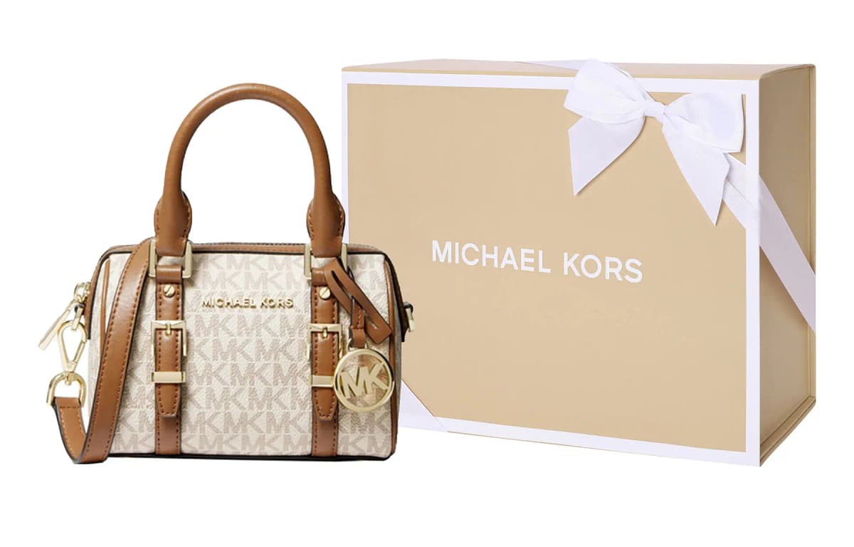 MICHAEL KORS Bedford Dəri Çanta Qadın Ağ/Qəhvəyi 3