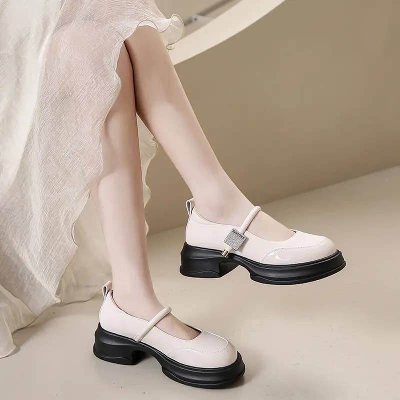Bull Charm Block Heel Mary Jane Ayaqqabı Qadın 11