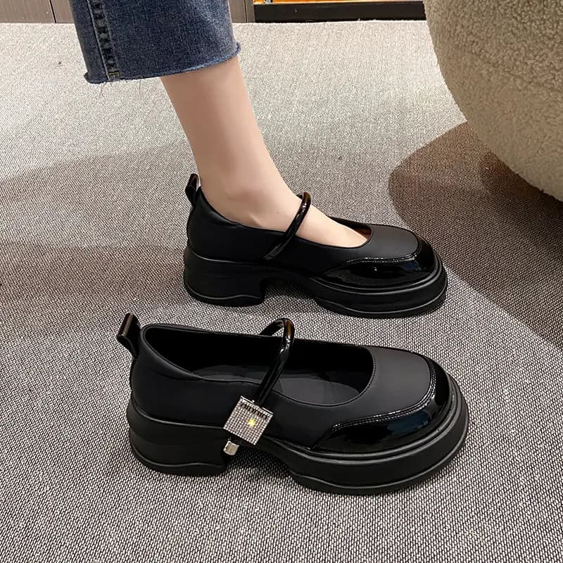 Bull Charm Block Heel Mary Jane Ayaqqabı Qadın 4