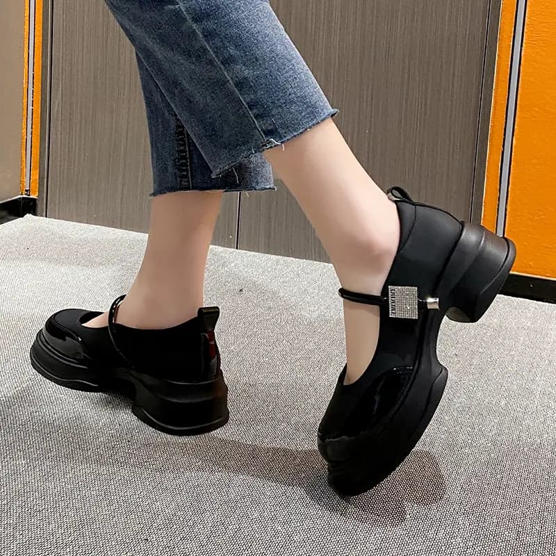 Bull Charm Block Heel Mary Jane Ayaqqabı Qadın 6