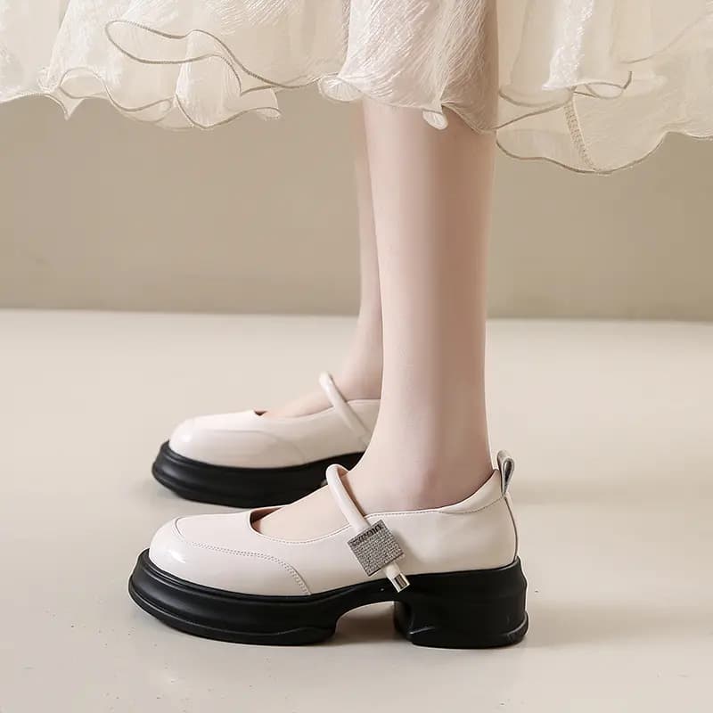 Bull Charm Block Heel Mary Jane Ayaqqabı Qadın 8
