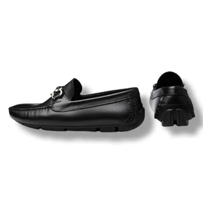 Brounvanm Top Layer Cowhide Leather Slip-On Soft Leather Soft Sole Casual Trendy Breathable Driving Shoes Men's Black 6