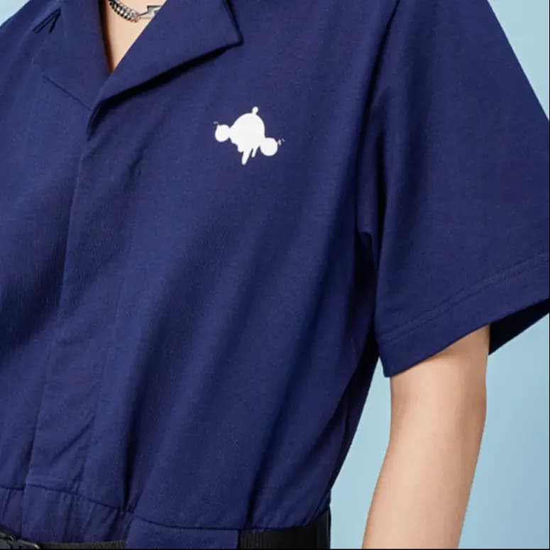 PUMA SKULLPANDA SKULLPANDA Collar Solid Casual Jumpsuit Women's Tweed Blue 4