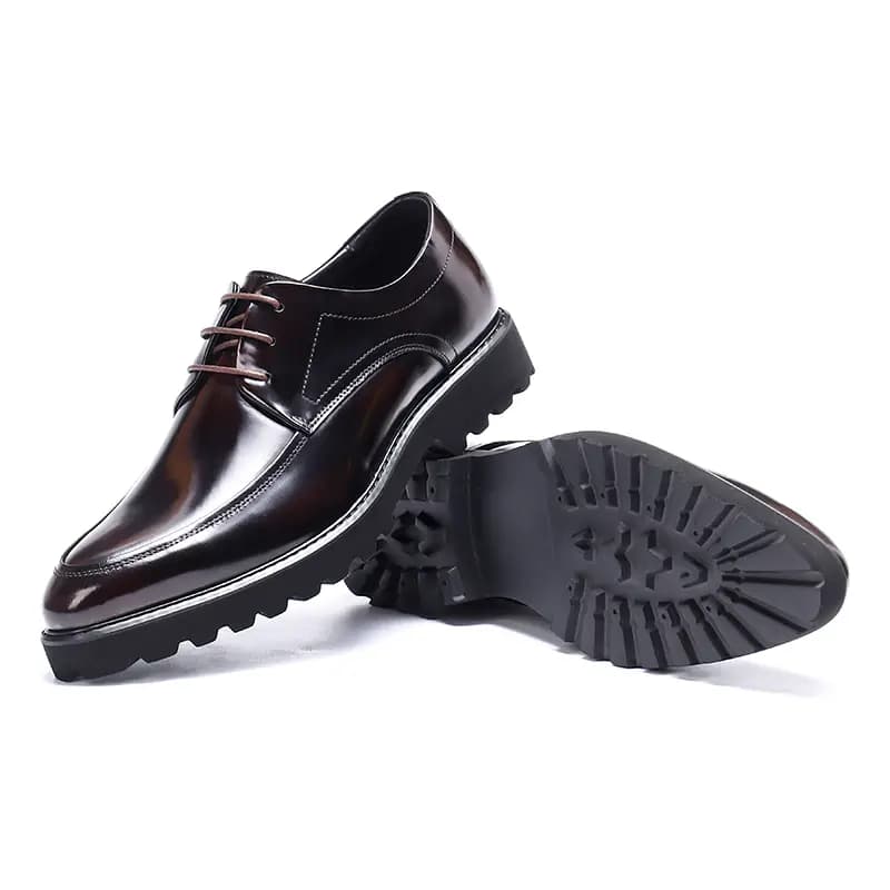 ASTON M.JAZZ Genuine Leather British Style Business Shiny Thick Sole Pointed Toe Dress Shoes Men's 21