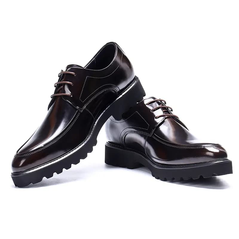 ASTON M.JAZZ Genuine Leather British Style Business Shiny Thick Sole Pointed Toe Dress Shoes Men's 20