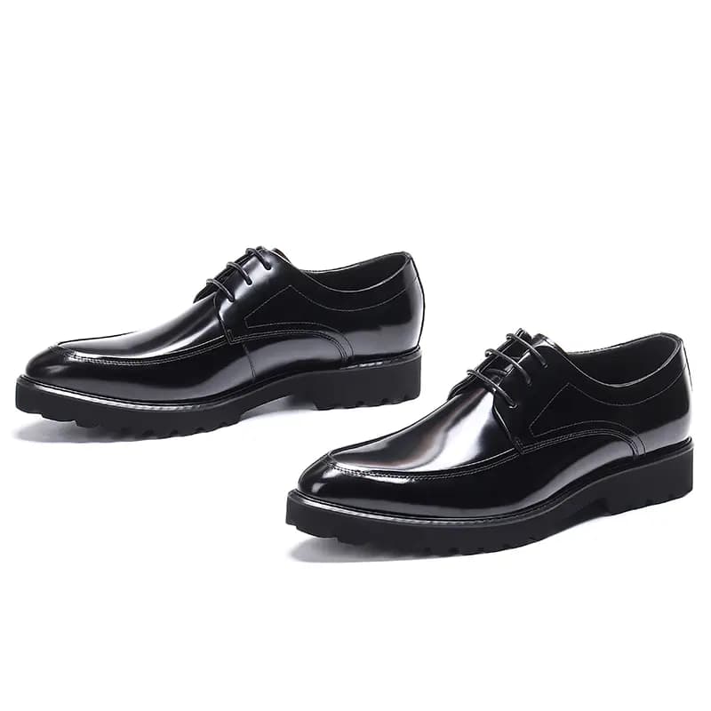 ASTON M.JAZZ Genuine Leather British Style Business Shiny Thick Sole Pointed Toe Dress Shoes Men's 13