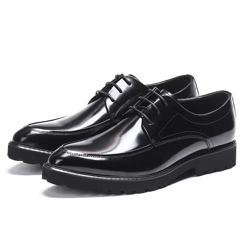 ASTON M.JAZZ Genuine Leather British Style Business Shiny Thick Sole Pointed Toe Dress Shoes Men's 14