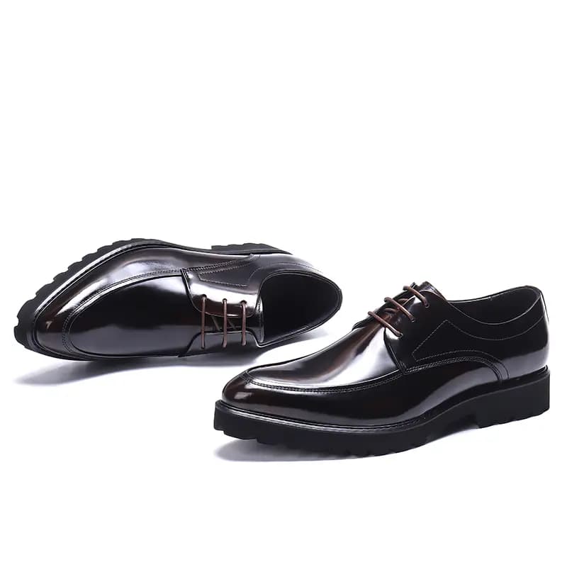ASTON M.JAZZ Genuine Leather British Style Business Shiny Thick Sole Pointed Toe Dress Shoes Men's 18
