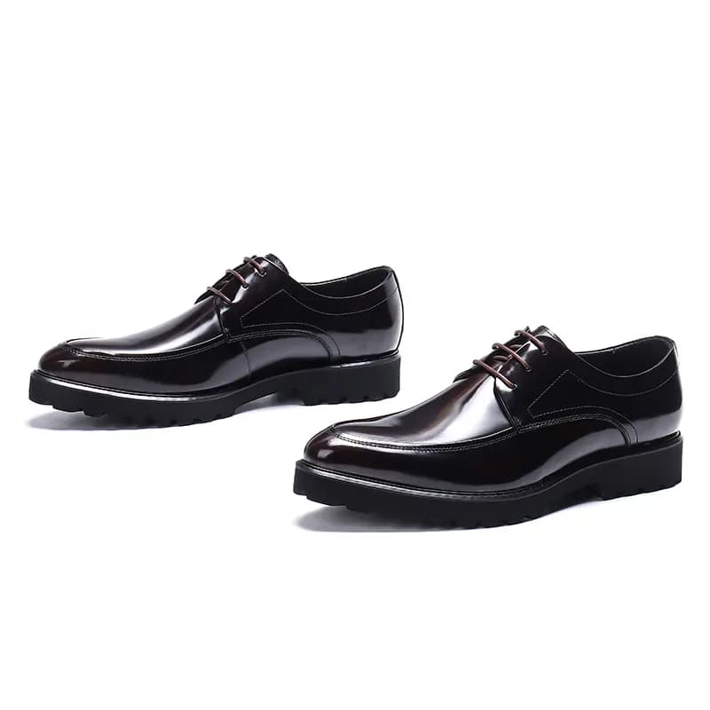 ASTON M.JAZZ Genuine Leather British Style Business Shiny Thick Sole Pointed Toe Dress Shoes Men's 19