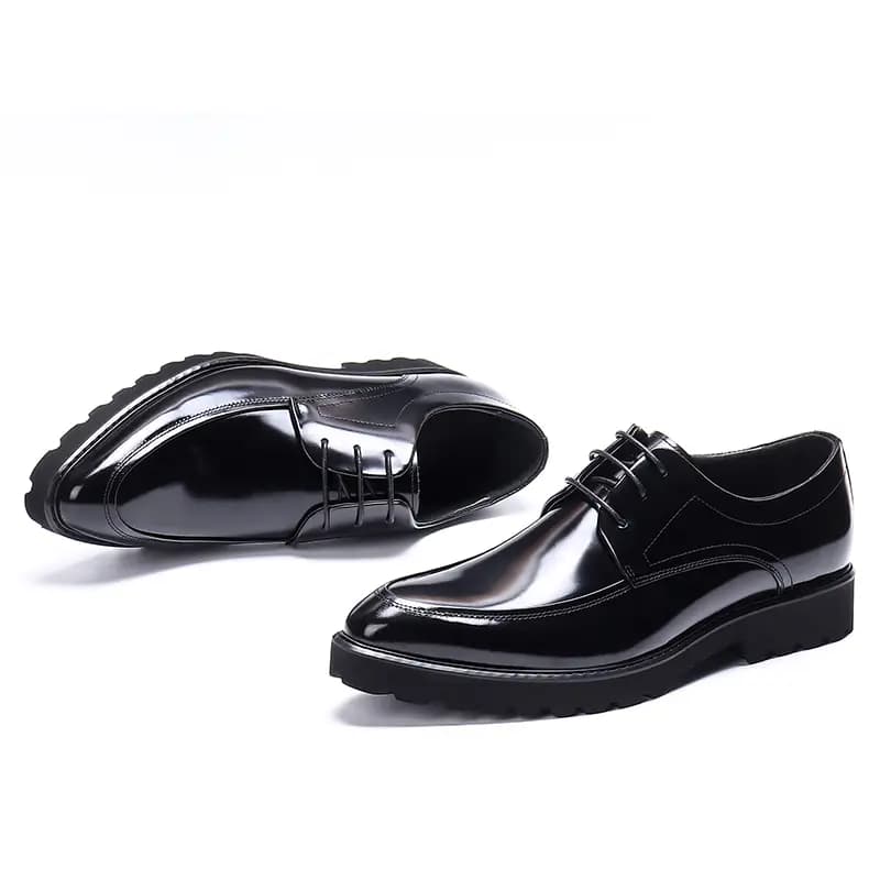 ASTON M.JAZZ Genuine Leather British Style Business Shiny Thick Sole Pointed Toe Dress Shoes Men's 11