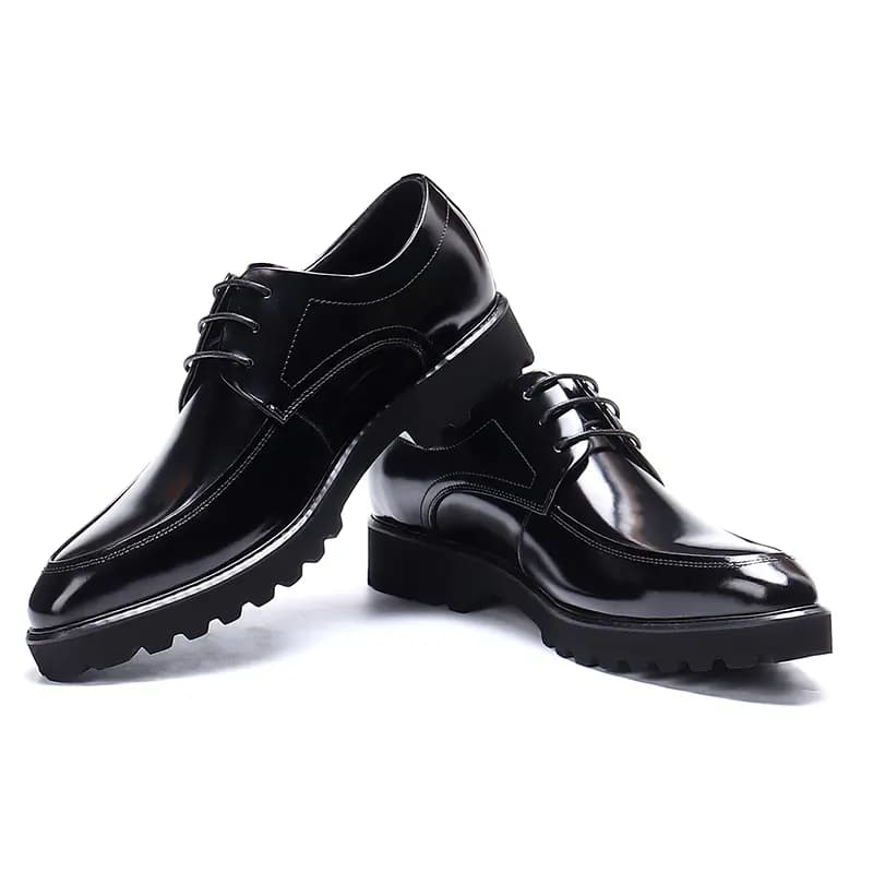 ASTON M.JAZZ Genuine Leather British Style Business Shiny Thick Sole Pointed Toe Dress Shoes Men's 12