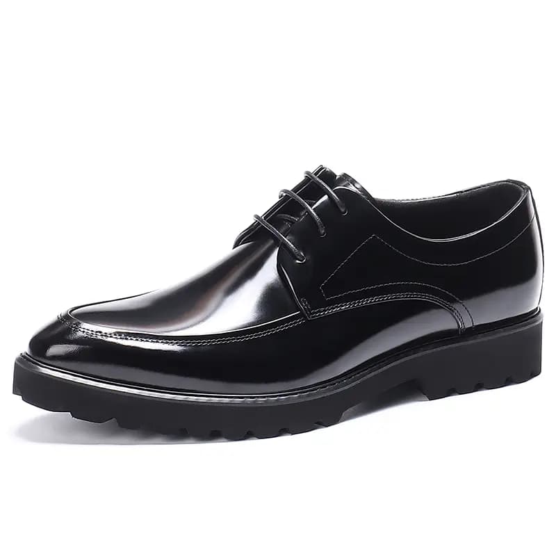 ASTON M.JAZZ Genuine Leather British Style Business Shiny Thick Sole Pointed Toe Dress Shoes Men's 10