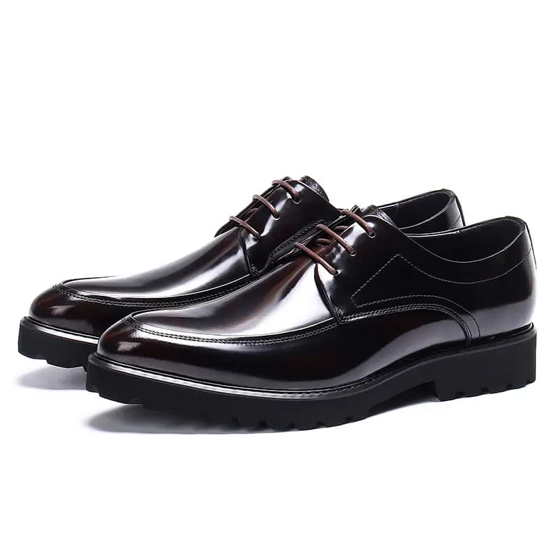 ASTON M.JAZZ Genuine Leather British Style Business Shiny Thick Sole Pointed Toe Dress Shoes Men's 17