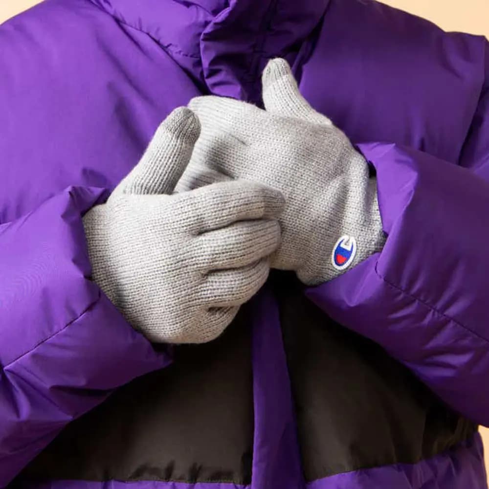 Champion Knit Gloves Unisex Light Gray 3
