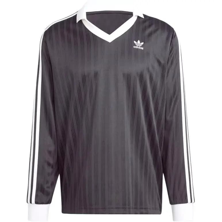 adidas Originals ADICOLOR PIQUÉ FOOTBALL LONG SLEEVE LONG-SLEEVE TOP Retro Striped Design Comfortable Long-Sleeve Football Jersey Men's Black