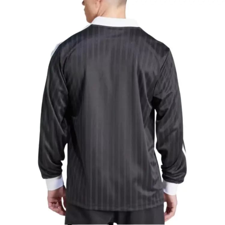 adidas Originals ADICOLOR PIQUÉ FOOTBALL LONG SLEEVE LONG-SLEEVE TOP Retro Striped Design Comfortable Long-Sleeve Football Jersey Men's Black 2