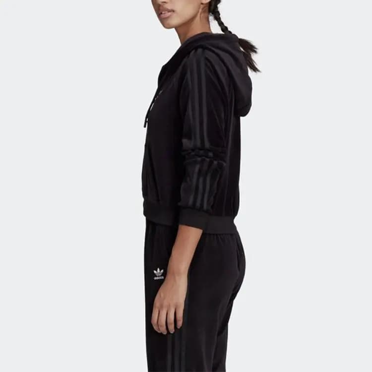adidas Originals Trefoil Crop Fz Hood Full-Zip Cropped Hooded Sports Jacket Women's Black 4
