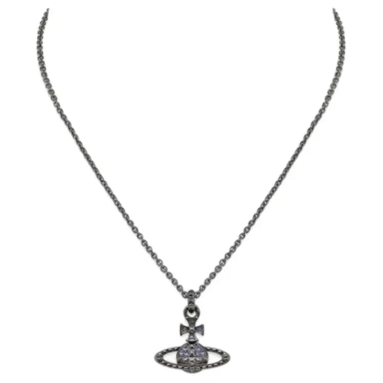 Vivienne Westwood Mayfair Bas Relief SS24 Saturn Boyunbağı Unisex Gunmetal/Bənövşəyi 2