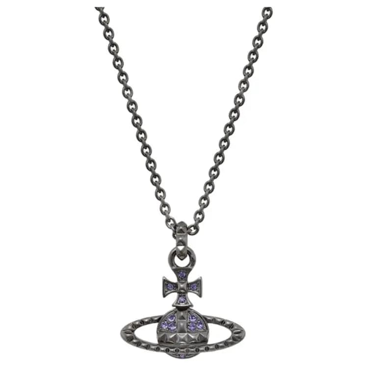 Vivienne Westwood Mayfair Bas Relief SS24 Saturn Boyunbağı Unisex Gunmetal/Bənövşəyi