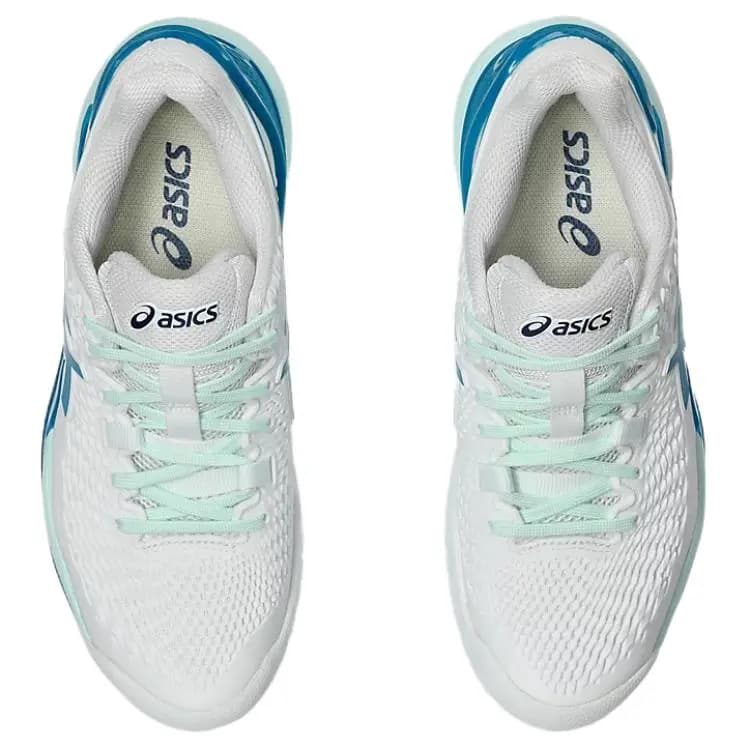 Asics Gel-Resolution 9 Qadın Tennis Ayaqqabısı Ağ/Mavi 3