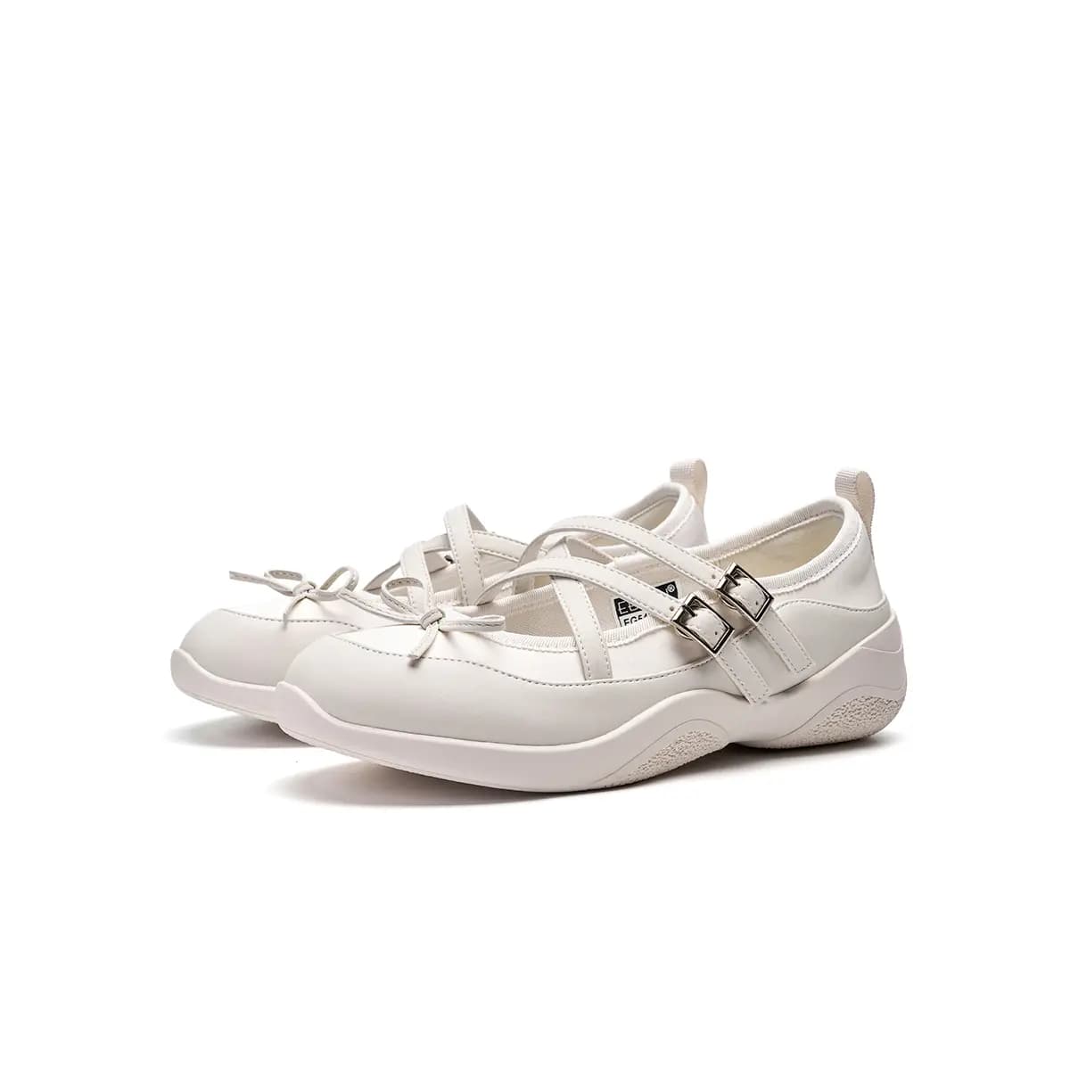 EBLAN Fabric Bowknot Comfortable Versatile Simple Thick Sole Mary Jane Shoes Women's Beige 3