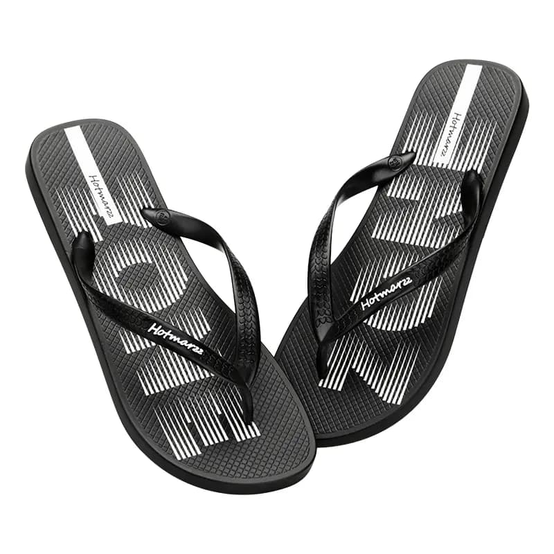 HOTMARZZ Classic Versatile Daily Wear Beach Home Casual Two-Wear Breathable Comfortable Durable Lightweight Flip Flops Men's Black 3