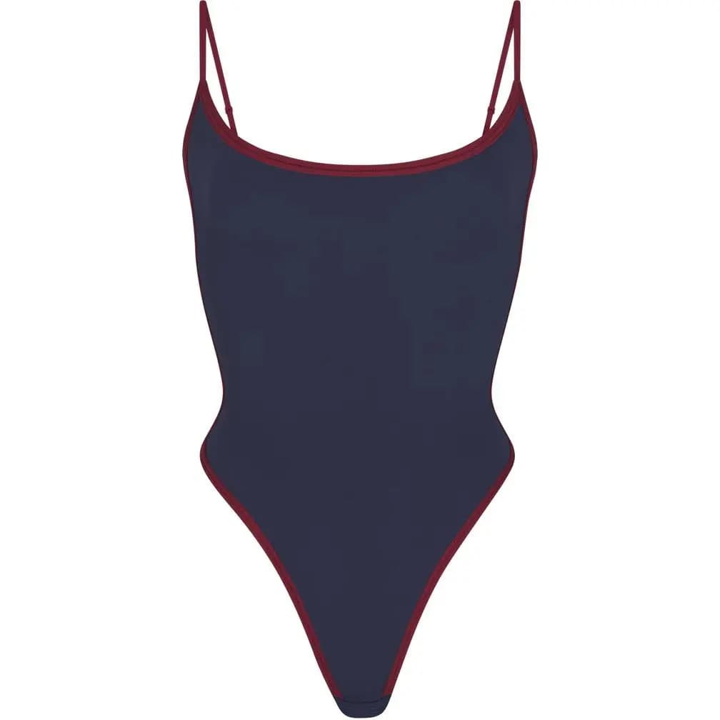 SKIMS FITS EVERYBODY CONTRAST TRIM Qadın Bodysuit Göy