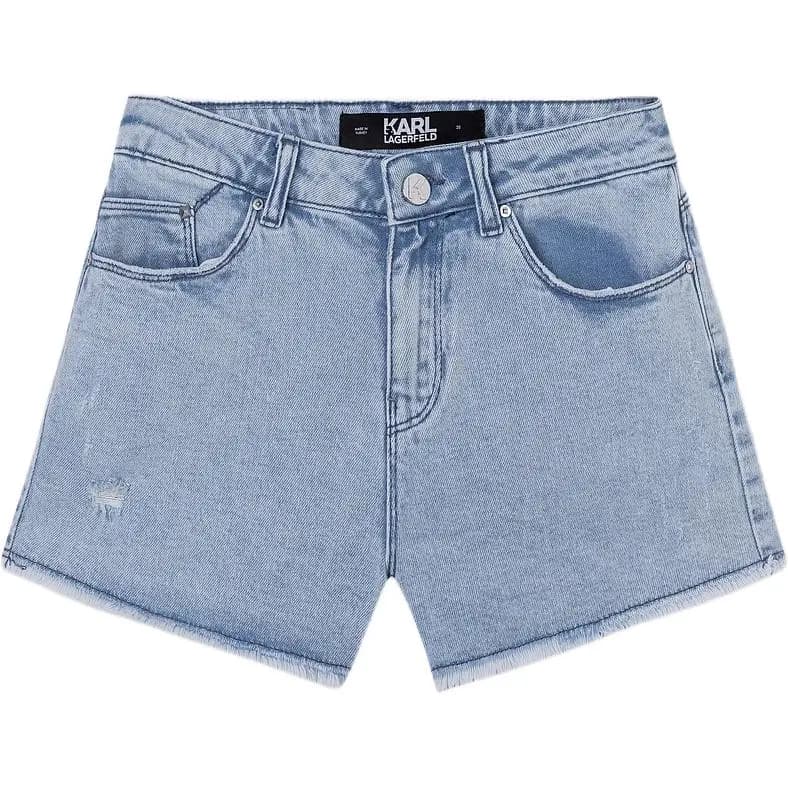KARL LAGERFELD Fashion Street Urban Casual Luxury Back Logo Letter Embroidered High-Waist Denim Shorts Women's Blue