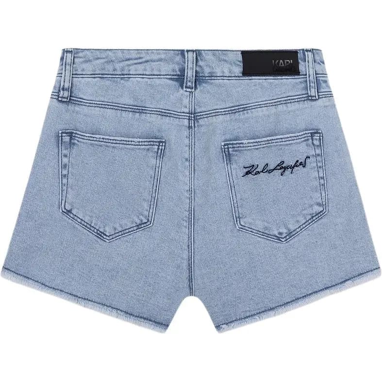 KARL LAGERFELD Fashion Street Urban Casual Luxury Back Logo Letter Embroidered High-Waist Denim Shorts Women's Blue 2