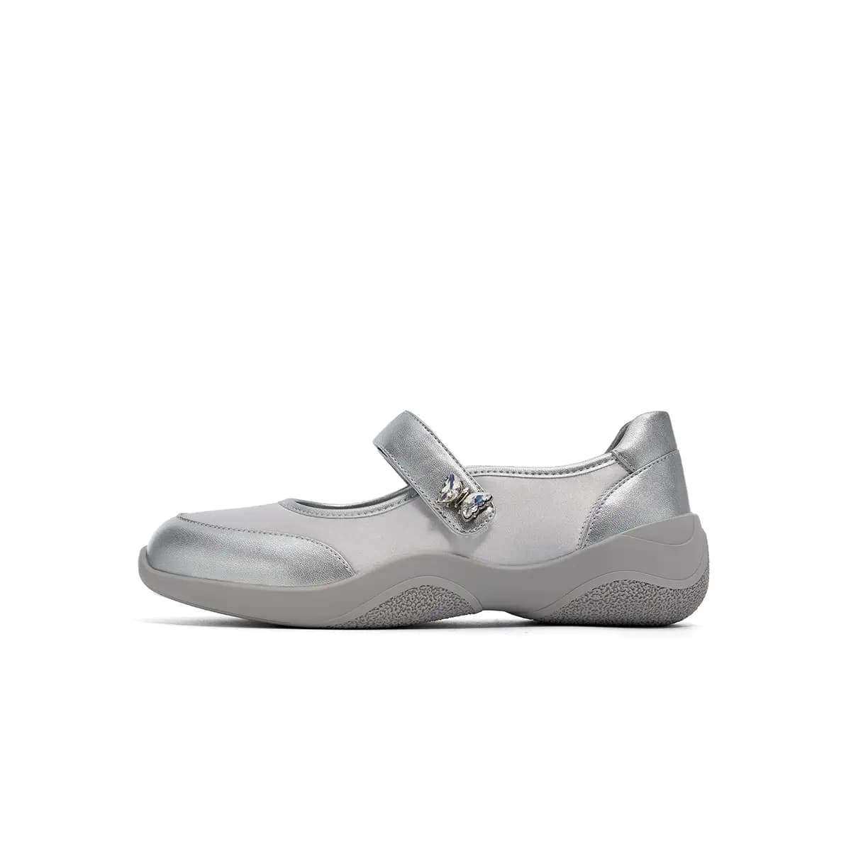EBLAN Shallow Mouth Buckle Comfortable Soft Casual Versatile Mary Jane Shoes Women's Silver