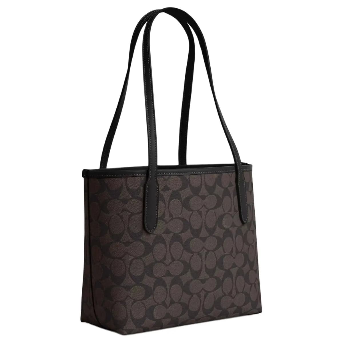 COACH City Coated Canvas With Leather Handbag Medium Women's Walnut & Black 2